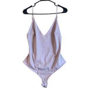 Intimately Free People Womens Bodysuit Purple V Neck Criss Cross Strap Stretch L